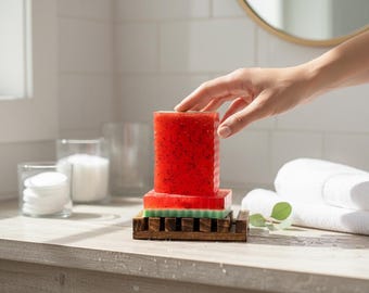Watermelon Soap Bar | Summer Soap Gift | Fruity Handmade Soap | Party Favor Soap | Cute Dessert Soap | Moisturizing Scented Soap
