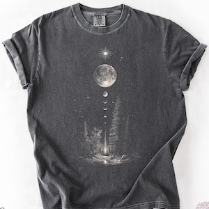 T-shirt met maanfasen, boho spiritueel T-shirt, T-shirt met hemelse afbeelding