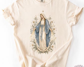 Virgin Mary Graphic Tee, Christian Girl Shirt