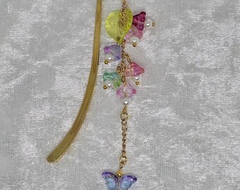 Glass Crystal Flower Bookmark | Chain Bookmark