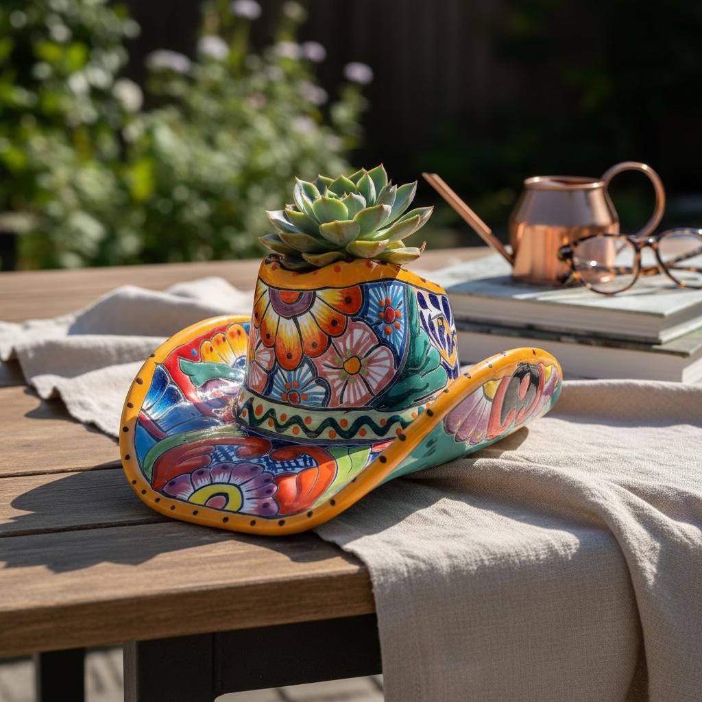 Talavera Inspired Felt Hat Burned Felt Hats. Design as Shown or Custom. Wyeth WOOL Felt  main image 3