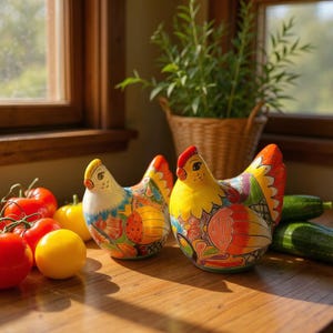 Niedliche handbemalte Talavera Huhn Henne Skulptur - verschiedene Designs