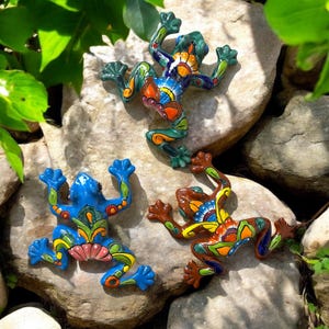 Hand Painted Mexican Talavera Medium Frog Garden Wall Decor – Assorted Colors (Varying Design)