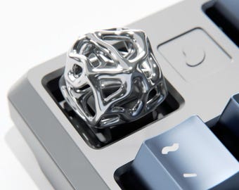 Laser-Cut Openwork Metal Keycaps, Artisan Keycap Sci-Fi Skeletonized Keycap, MX Mechanical Gaming Keyboard