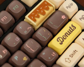 Artisan Cake Roll Keycap Hand-Stitched Leather & Resin Cute Food Keycap for Mechanical Keyboard 2U Backspace Unique Gamer Gift