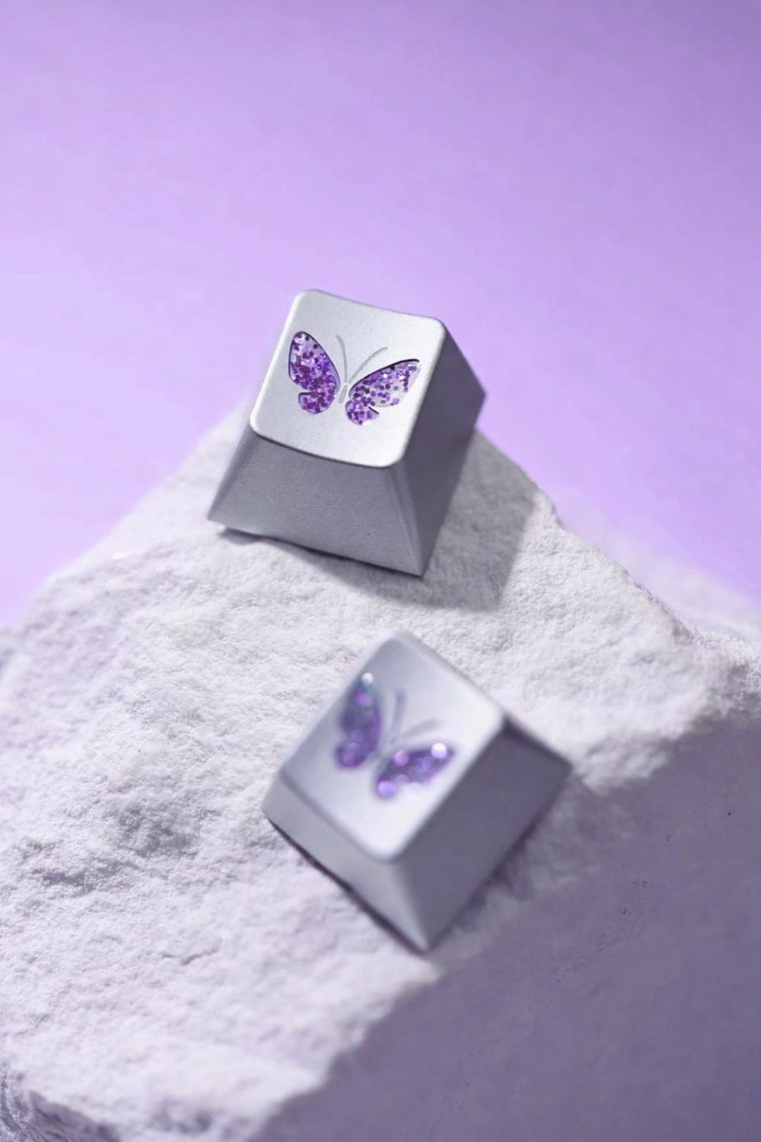Purple Butterfly Artisan Keycap Titanium Alloy & Gemstone / CNC ...