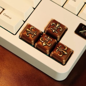Artisan keycap, Custom Keycaps, Handmade Genuine Leather Keycap with Metal Cross - 1U Artisan Keycap for MX Switch Mechanical Keyboard