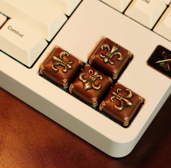 Handmade Leather Metal Cross Key for MX Switch Mechanical Keyboard – Custom 1U Keycap Gift
