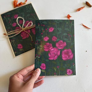 Rose Greeting Card - Hand-Painted - Blank Inside - Single