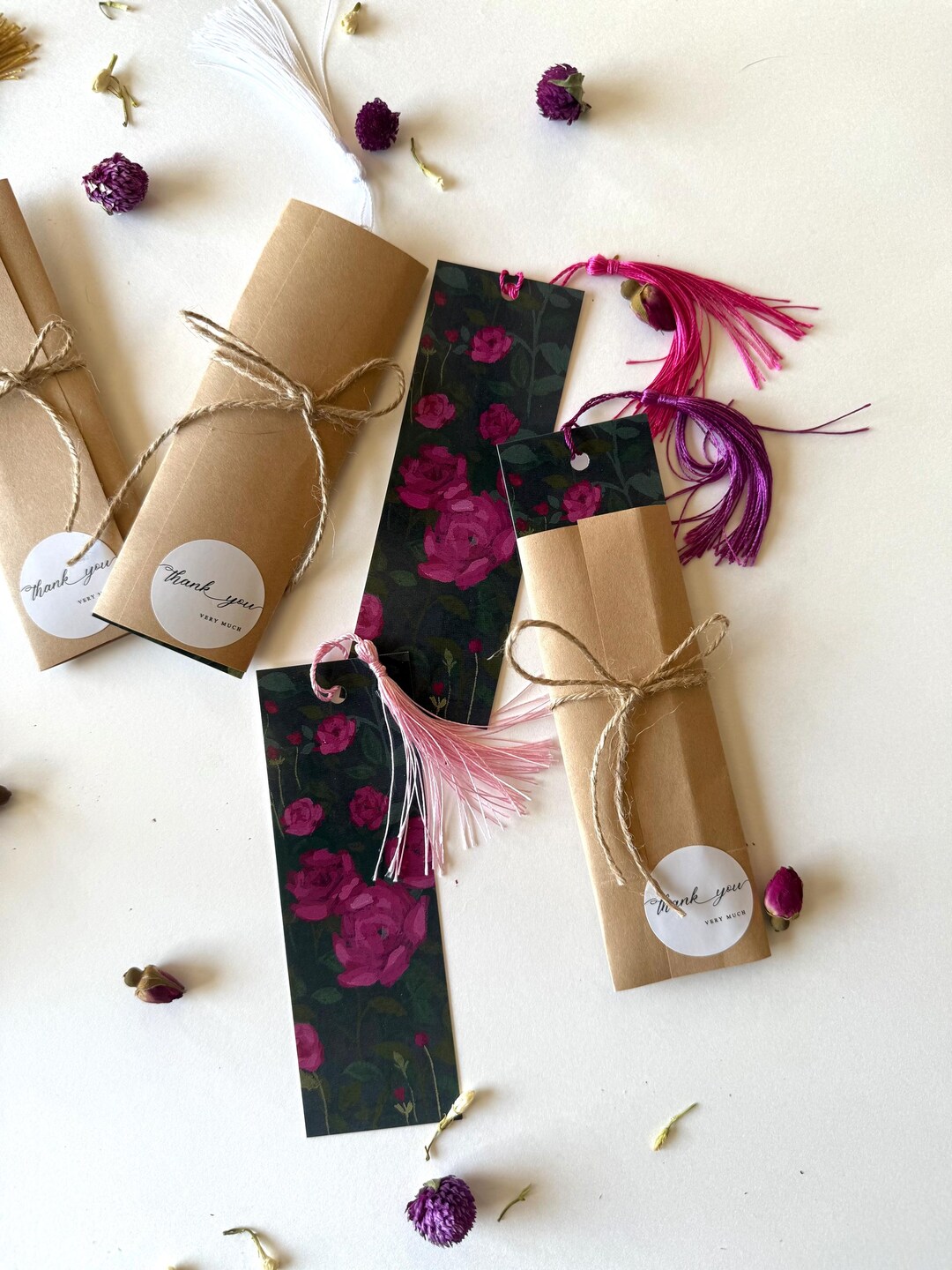 Floral Rose Bookmark: Original Art, Tassel Gift for Readers - Etsy