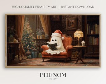 CUTE CHRISTMAS GHOST Frame Tv Art, Vintage Samsung Frame Tv, Festive Xmas Frame Art, Fall Season, Fall Winter, Vintage Fall - TV93