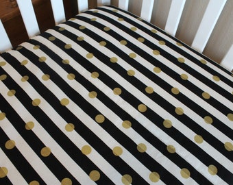 gold polka dot crib sheet