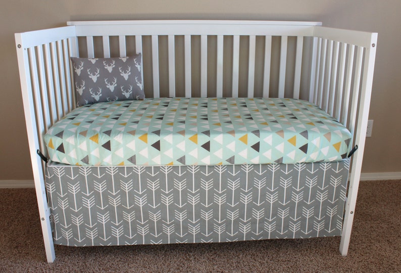 Arrow Crib Skirt Custom colors available Grey Navy Etsy