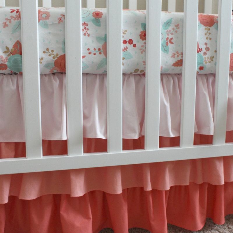 Earthy Vintage Floral Ruffled Crib Skirt main image 1