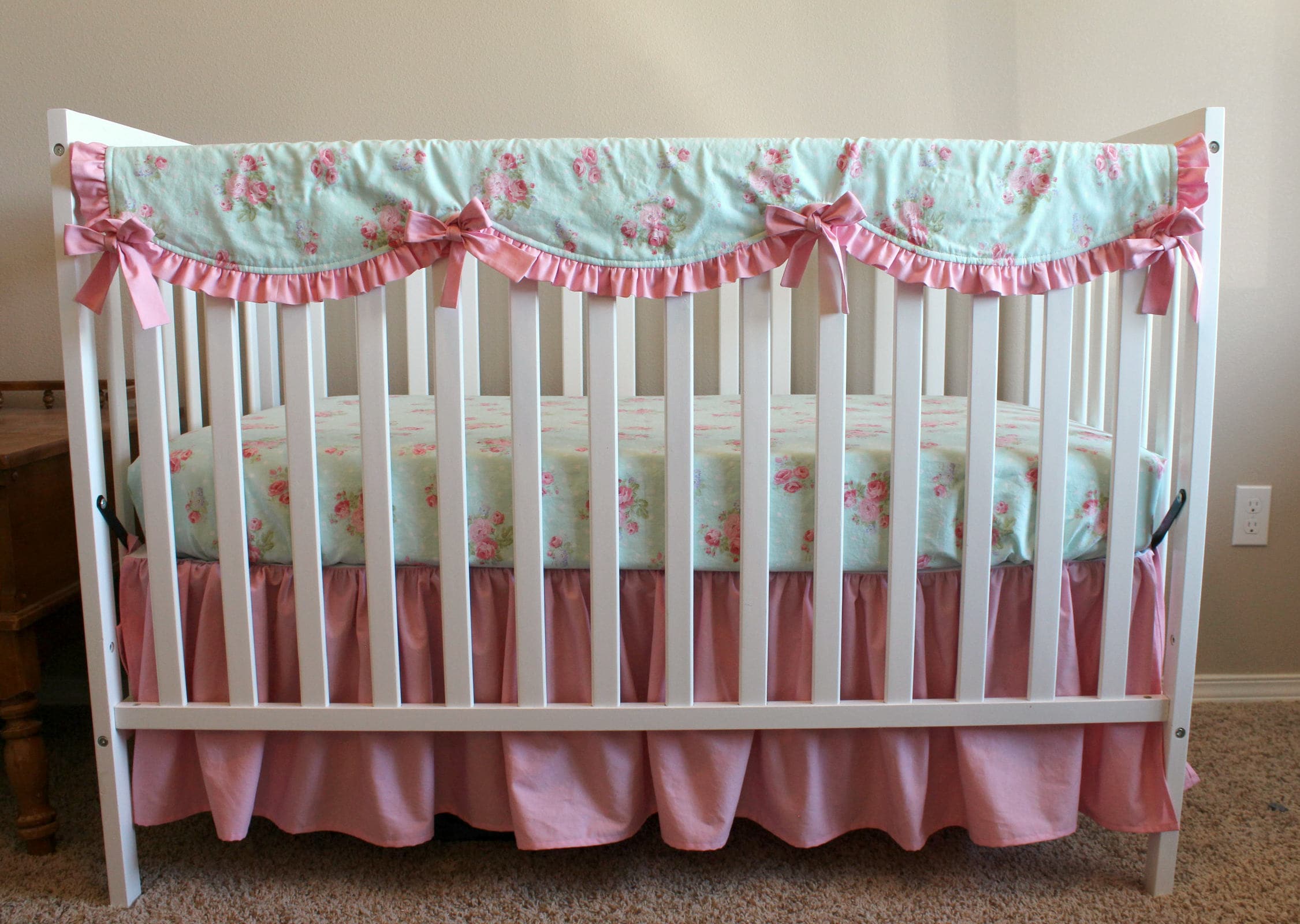 Shabby Chic Vintage Floral Custom Crib Bedding Set Pink Etsy