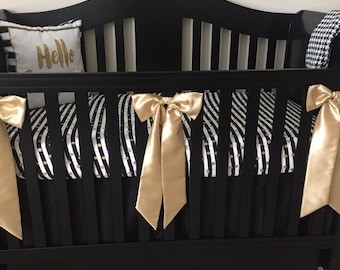 Gold Satin Crib Bows - Decorative crib bows - Boutique style large bows - Nursery Accessories