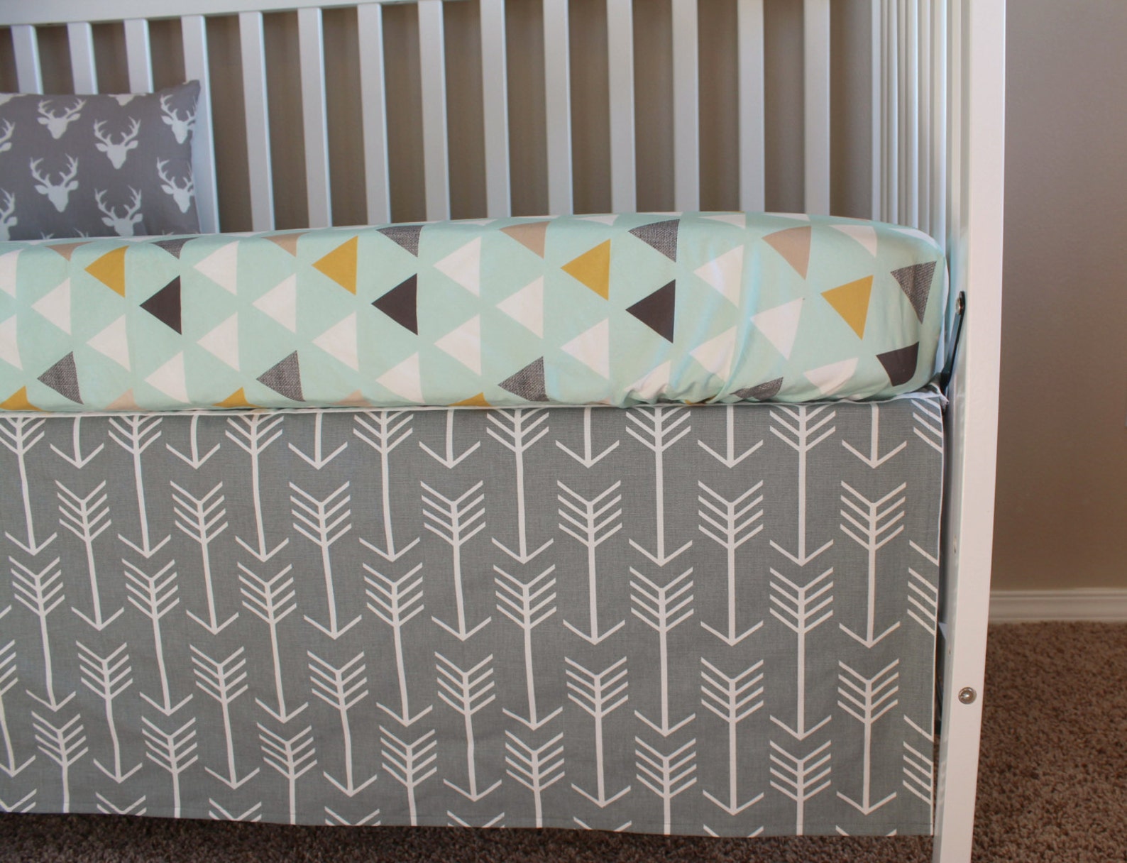 Arrow Crib Skirt Custom colors available Grey Navy Etsy