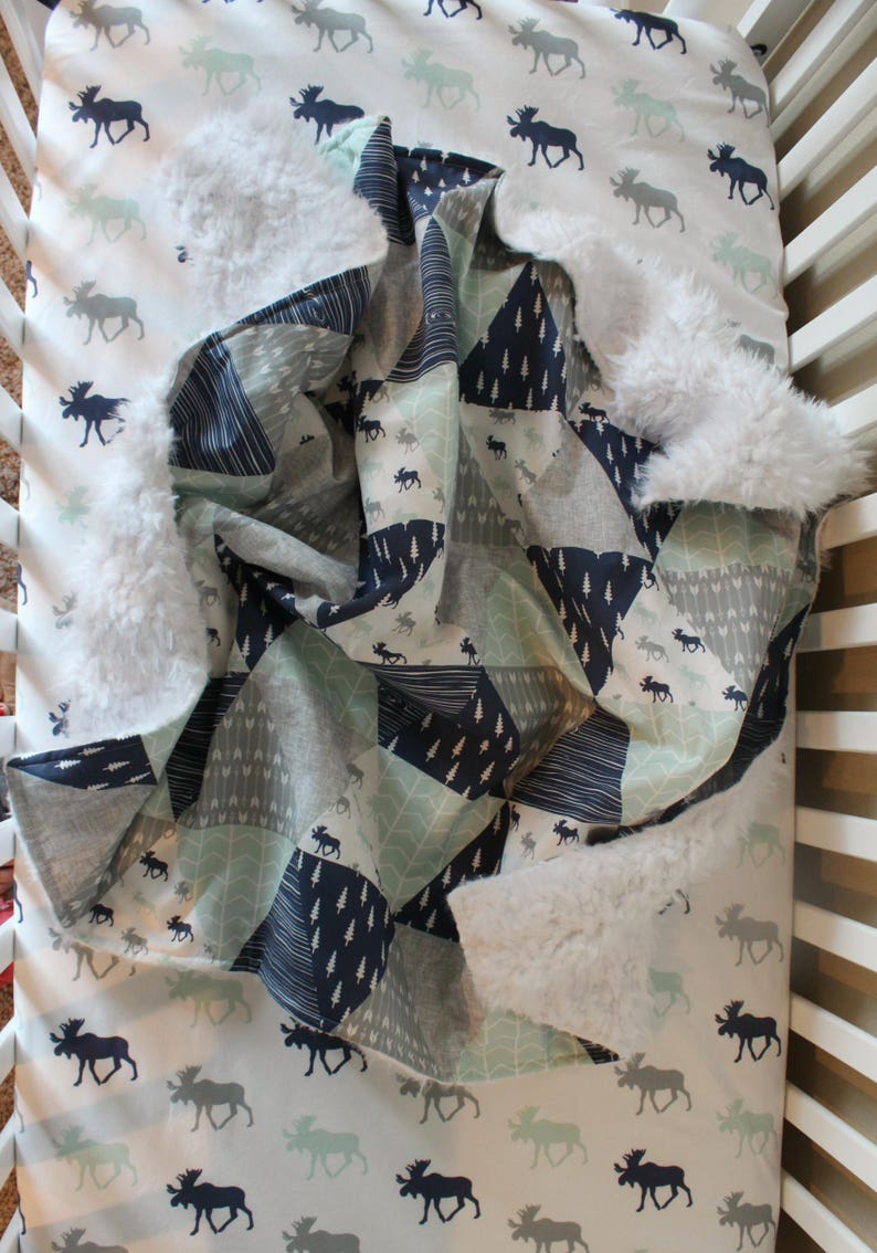 Custom Crib Bedding Set Northern Lights in Navy Aqua and Etsy