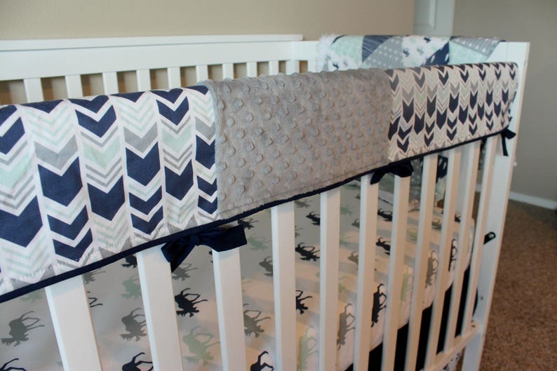 Custom Crib Bedding Set Northern Lights in Navy Aqua and Etsy