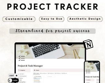 Notion Project Tracker, Notion Task Manager, Notion Template, Notion Planner, Notion Life Planner, Aesthetic Notion Planner