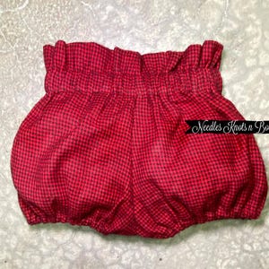 Red & Black Plaid Flannel High Waisted Bloomers, Baby, Toddler Diaper Cover, Fall, Christmas Bloomers, Nappy Cover, NB - size 4