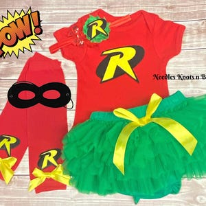 Robin Superhero Costume for Girls, Sidekick, Baby Girl Toddler Halloween Costume, Newborn Costume, Comic Con, Newborn - Size 24 months