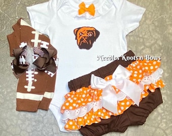Girls Football Outfit, Baby Girls, Toddlers, Team Colored Game Day Football Outfits, All Teams Available, Sizes Newborn - Size 4
