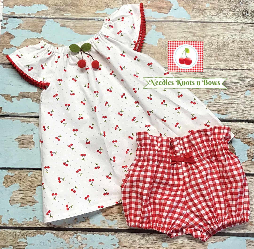 Autumn Baby Girl Cherry Pattern Flower Neck Rompers