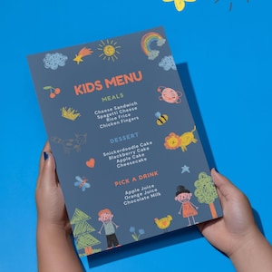 Modello di menu per feste per bambini: personalizzabile per ristoranti, compleanni e altro