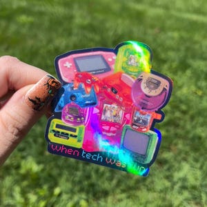 Y2K technology 2000s holographic sticker