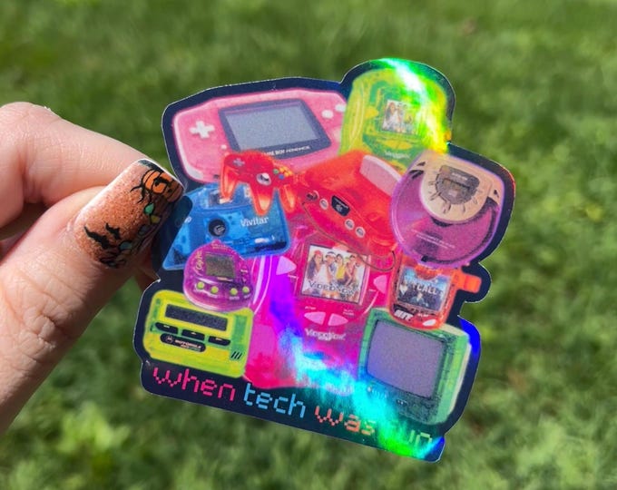 Y2K Technology 2000s Holographic Sticker - Etsy