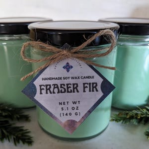 Fraser Fir Scented Handmade Soy Wax Candle | Winter Holiday Gift Candle