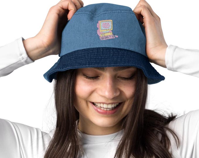 Parody Y2K Embroidered Bucket Hat - Retro 2000s Nostalgic Streetwear Unisex Cap