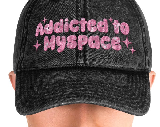 Parody Y2K Myspace Nostalgia Embroidered Hat - Vintage 2000s Internet Aesthetic Retro Social Media Throwback