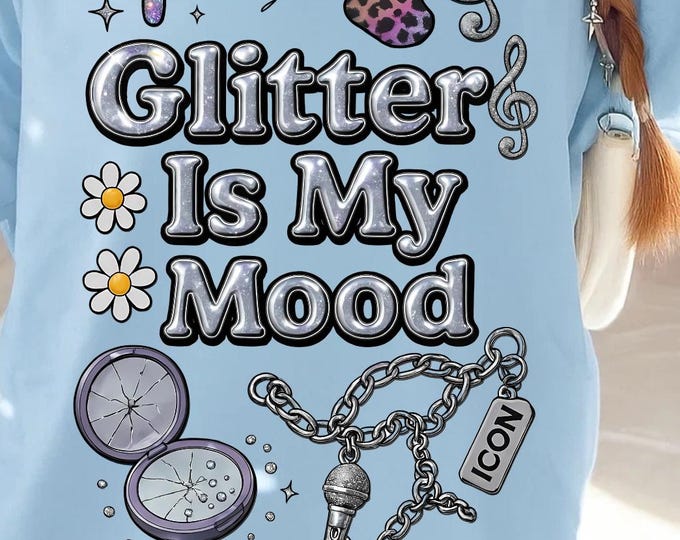 Glitter Mood Unisex Cotton Tee: Fun Graphic Shirt