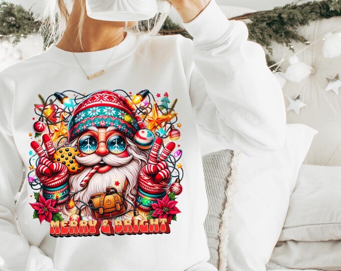 Parody Merry and Bright Santa Hippy Sweatshirt - Festive Holiday Apparel