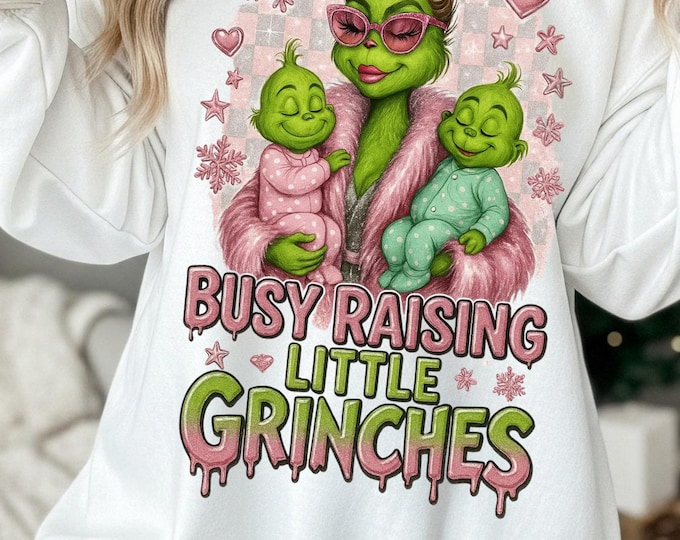 Retro Festive Mom Sweatshirt: Raising Holiday Troublemakers - Funny Christmas Family Apparel