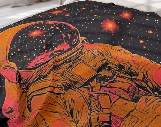 Cosmic Astronaut Galaxy Fleece Throw: Space-Themed Novelty Blanket for Home Decor & Cozy Comfort