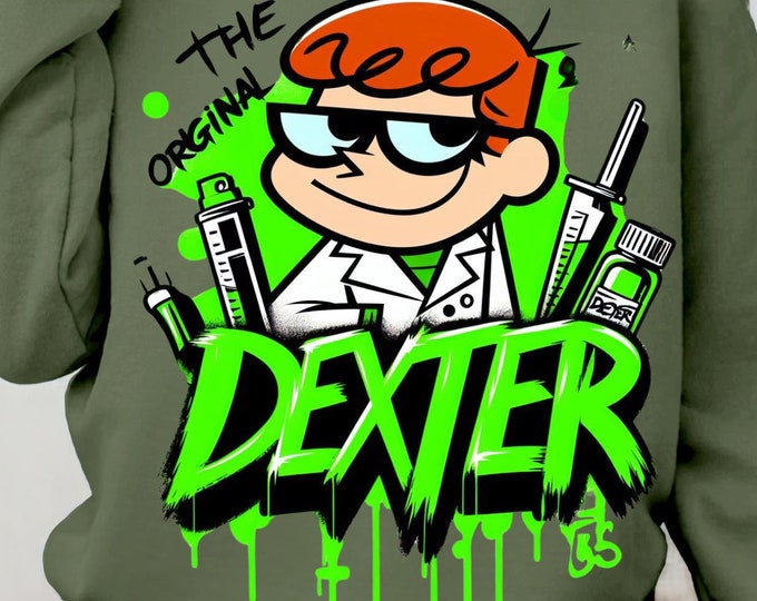 90s Cartoon Parody Sweatshirt: Dexter-Inspired Unisex Crewneck for Nostalgic TV Show Fans