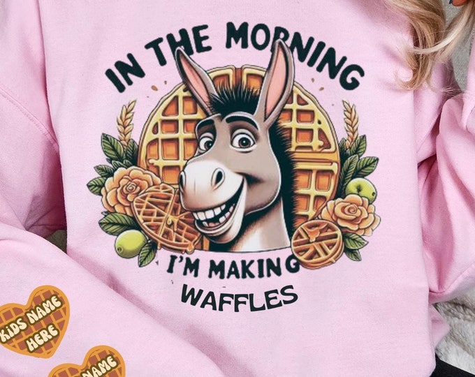 Parody Morning Waffles Donkey Sweatshirt - Fun and Cozy Cartoon Apparel