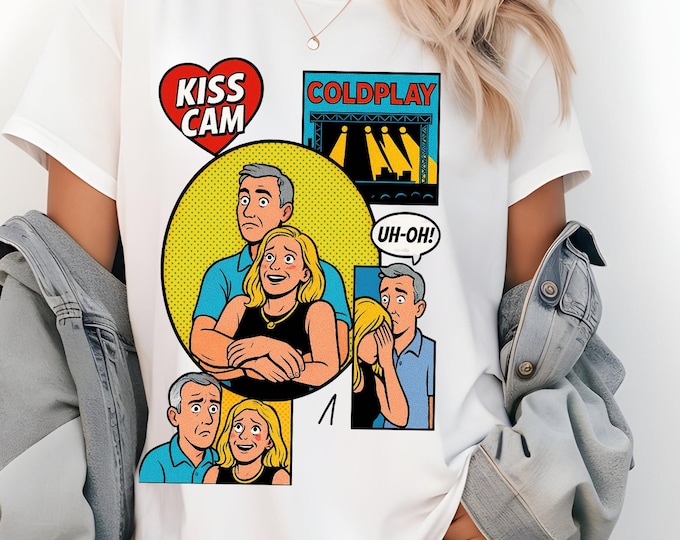 Kiss Cam Graphic Tee: Fun Couples Shirt for Game Nights, Dates & Pop Culture Fans