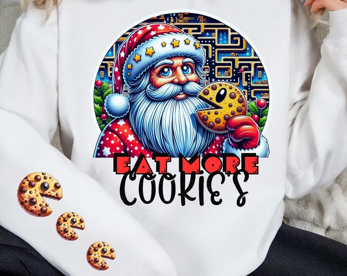 Parody Retro Gaming Santa Cookie Sweatshirt - Festive Christmas Parody Sublimation Art