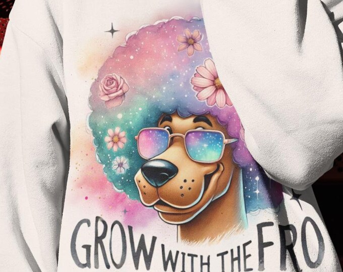 Parody Black Hair Appreciation Unisex Sweatshirt - Great Dane Hippie Dog Fro Crewneck Jumper