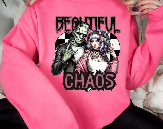 Parody Customizable Frankenstein & Bride Gothic Urban Hoodie - Spooky Streetwear Crewneck for Couples