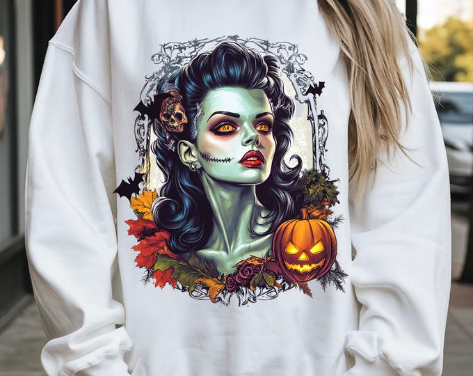 Parody Gothic Halloween Skeleton Sweatshirt: Vintage Art Unisex Crewneck for Spooky Fall Fashion