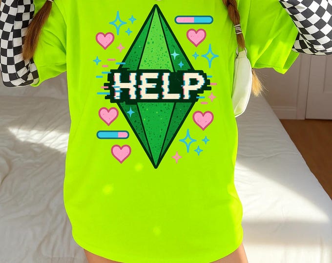 Parody Retro game.Inspired Help Graphic Tee, Unisex Cotton T-Shirt for Gamers, Fun Casual Wear, Gifts for Friends, Gaming Merchandise"