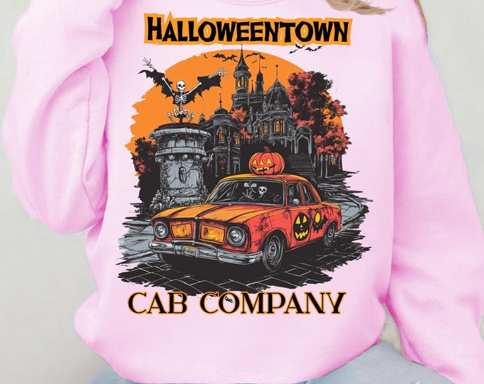 Halloween Town Sweatshirt: Vintage Car, Spooky October Vibes