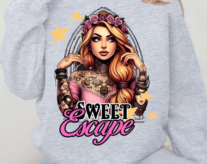 Hipster Rapunzel Sweatshirt: Trendy Fairytale Crewneck