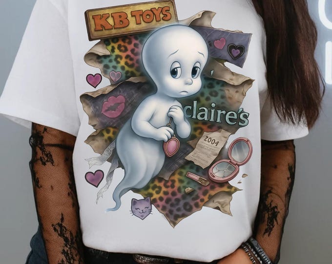 Adorable Ghost Graphic T-Shirt: Unisex Halloween Tee for Kids & Adults, Spooky Fun Casual Wear