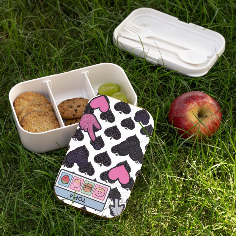 Heart Bento Box for Kids: Eco-Friendly Lunch Container with Bamboo Lid image 1